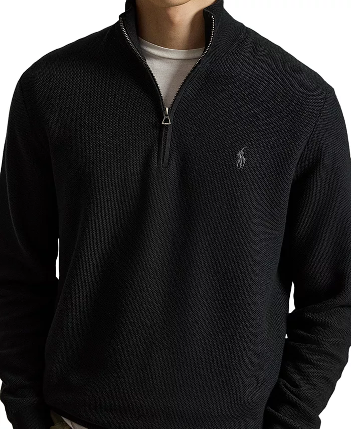 Men's Mesh-Knit Cotton Quarter-Zip Sweater - thumbnail 8