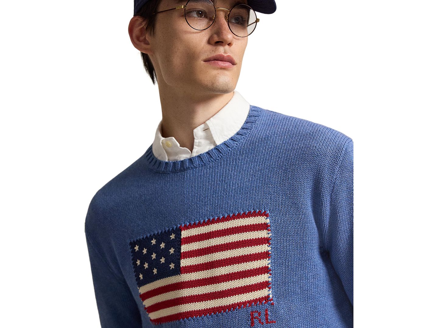 Мужской свитер Polo Ralph Lauren The Iconic Flag Crewneck, цвет: Синий меланжевый — фото 3