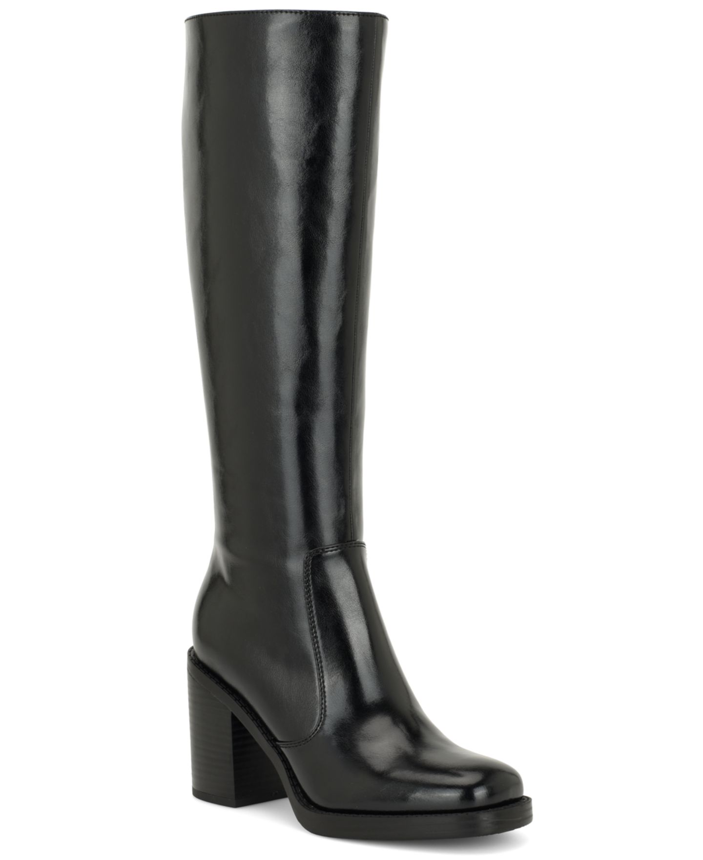 Женские ботинки Nine West Balinda Tall Block Heel Dress Boots, цвет: Чёрный — фото 1