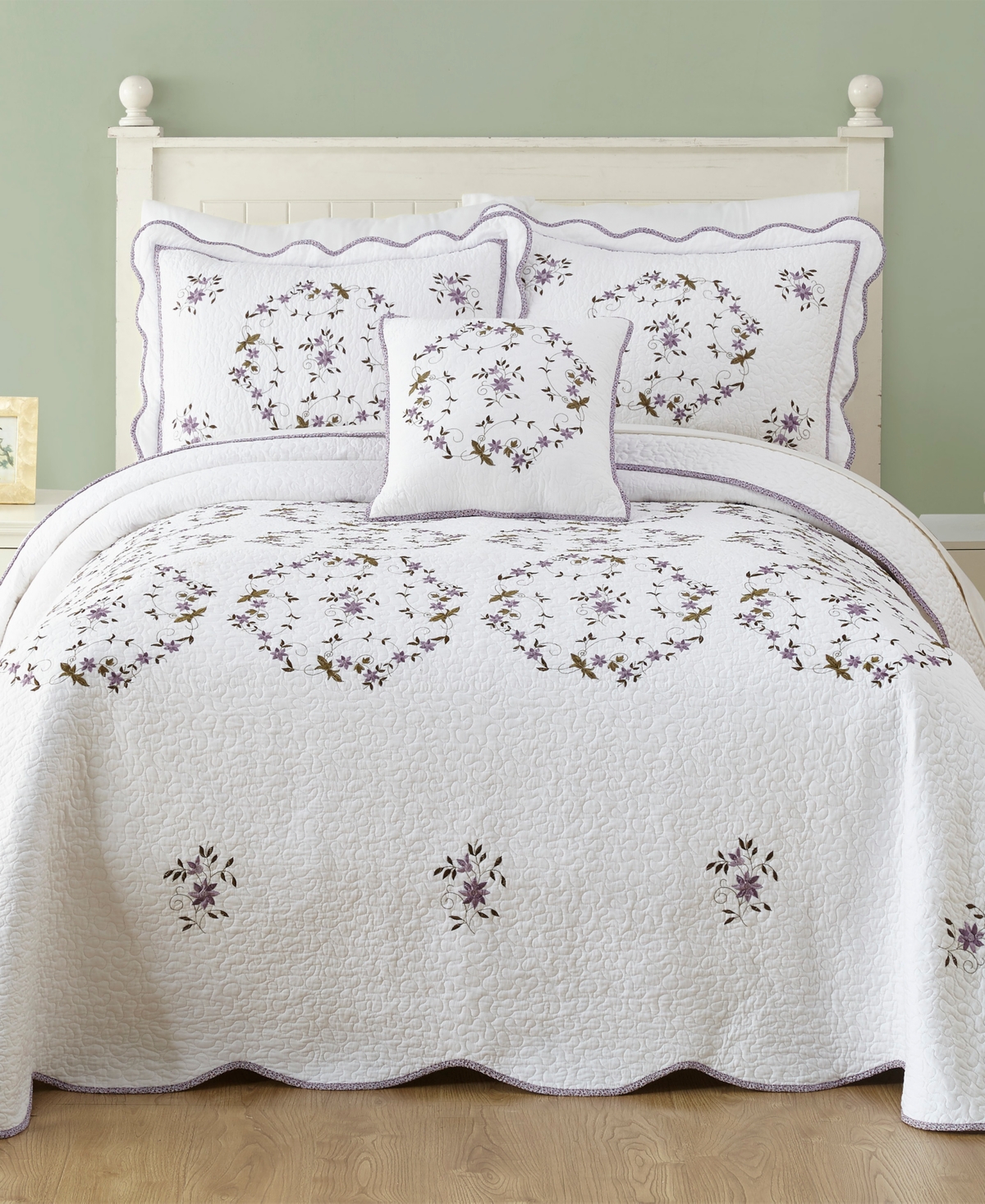 Modern Heirloom Gwen Floral Embroidered Square Decorative Pillow, 16" x 16"