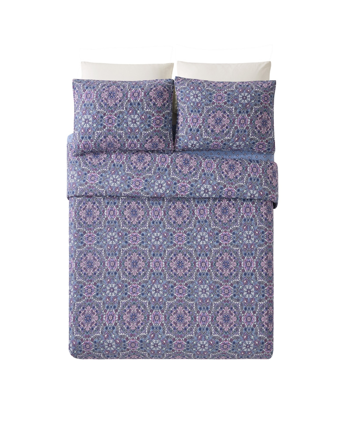 Modern Heirloom Lavender Florals Reversible 3-Piece Quilt Set