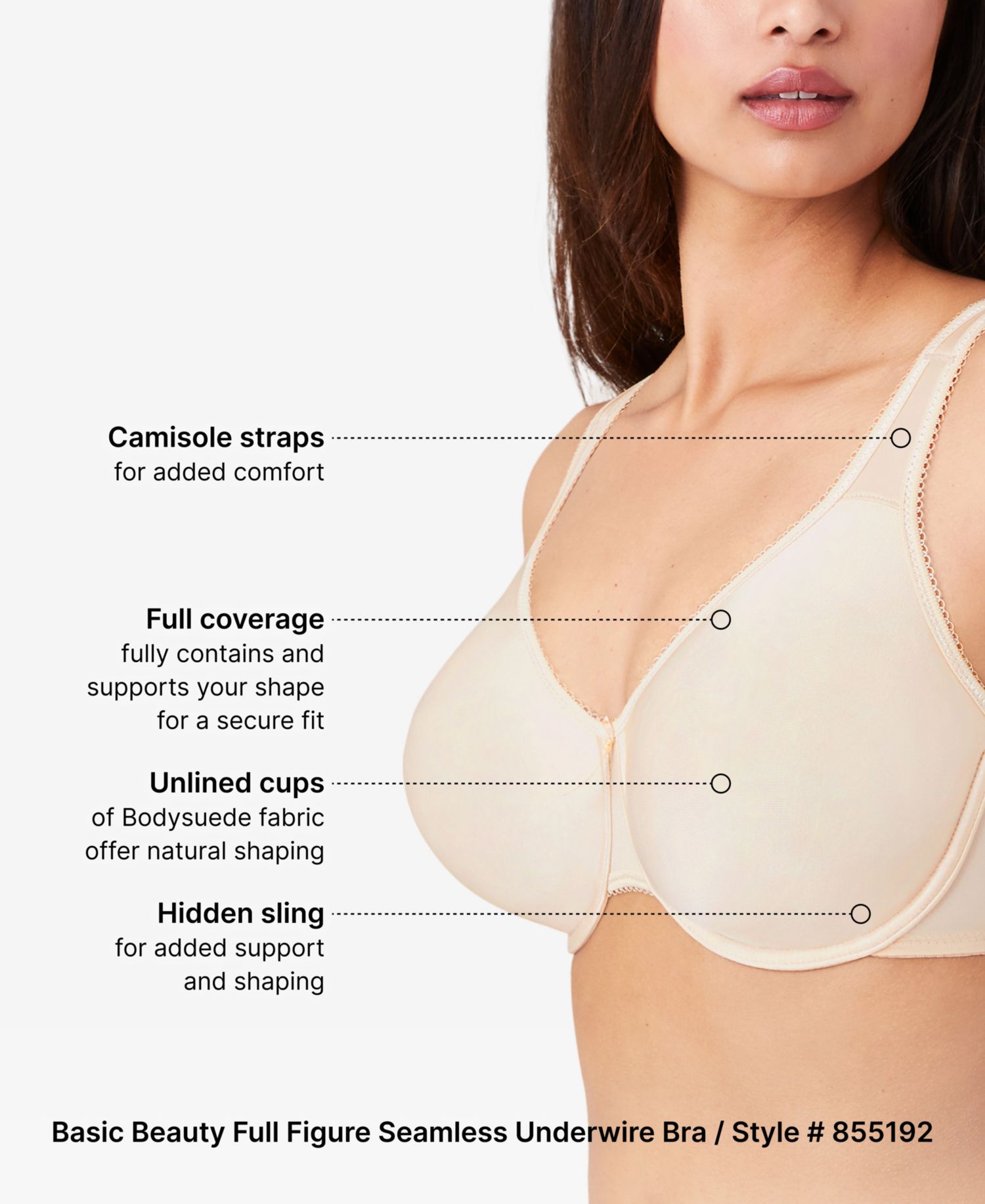 Women's Basic Beauty Full-Figure Underwire Bra 855192, Up To H Cup