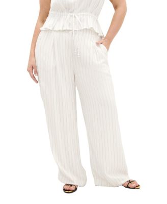 Plus Size Eva High-Rise Wide-Leg Stripe Pants