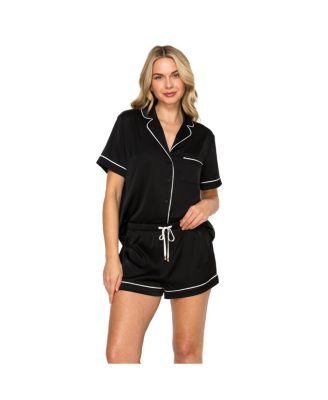 Women's Satin Piped Short Pajama Set
