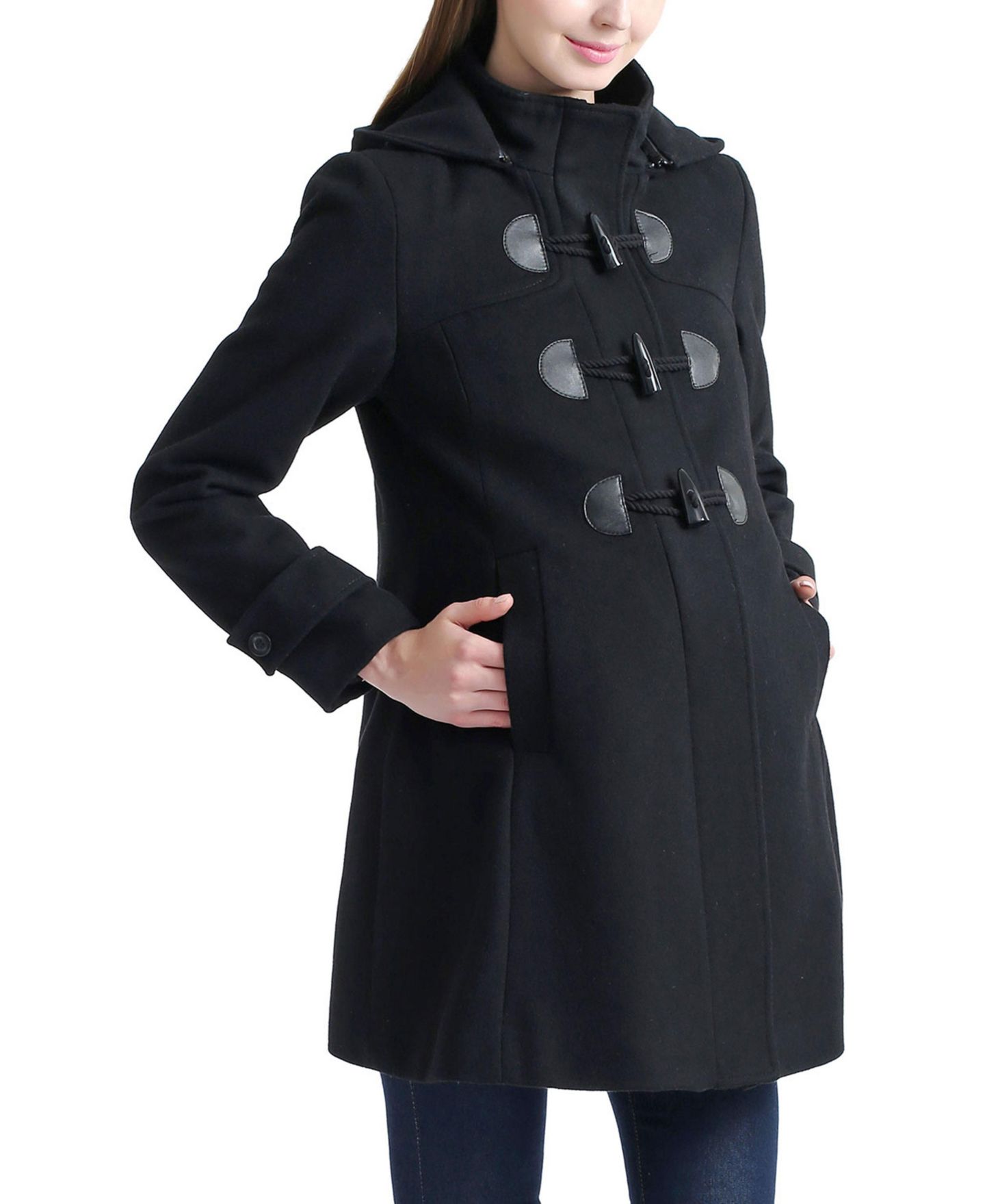 Женское пальто kimi + kai Maternity Wool-Blend Detachable Hood Duffle, цвет: Чёрный — фото 2