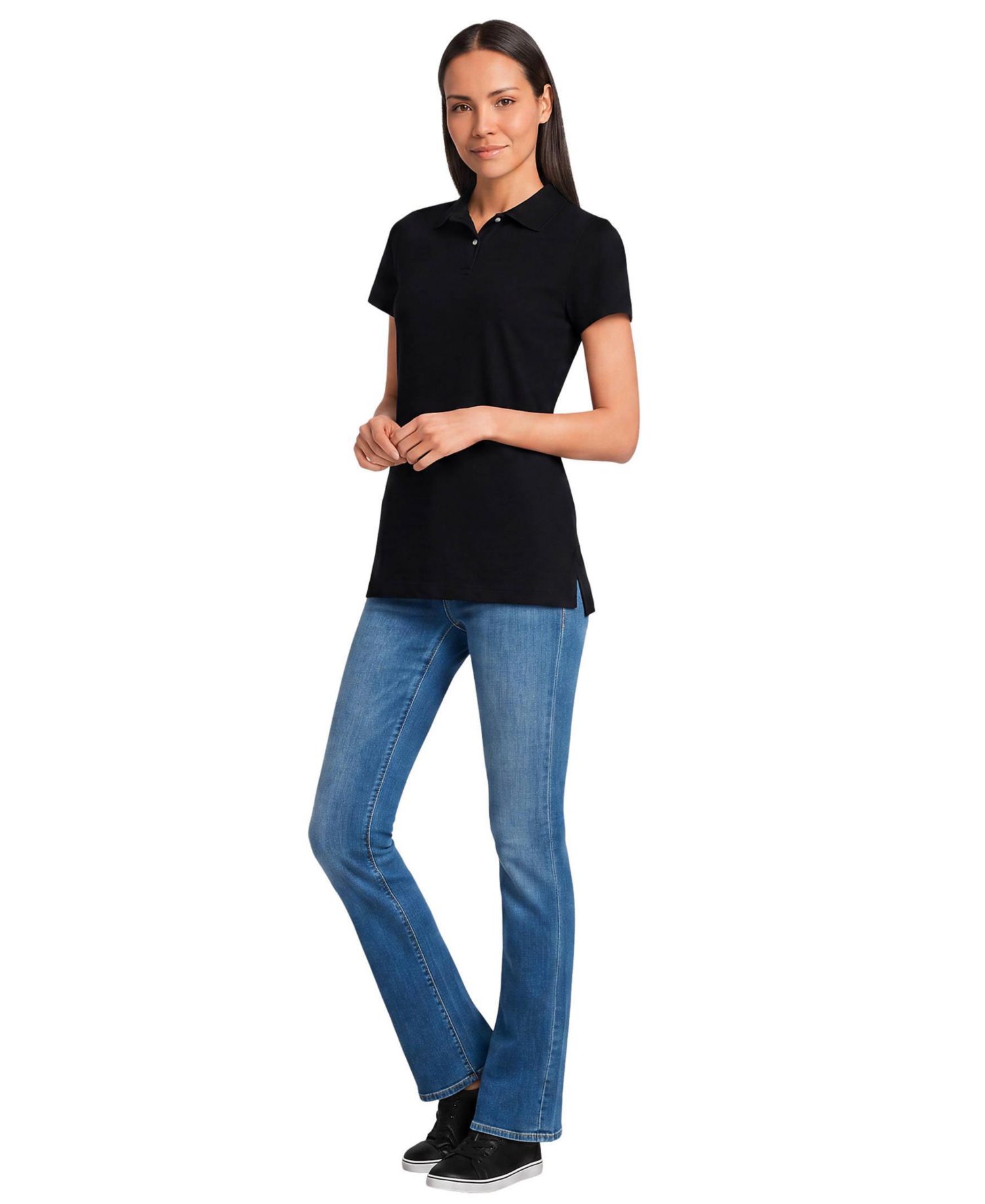 Women's Short Sleeve Basic Mesh Polo Shirt
