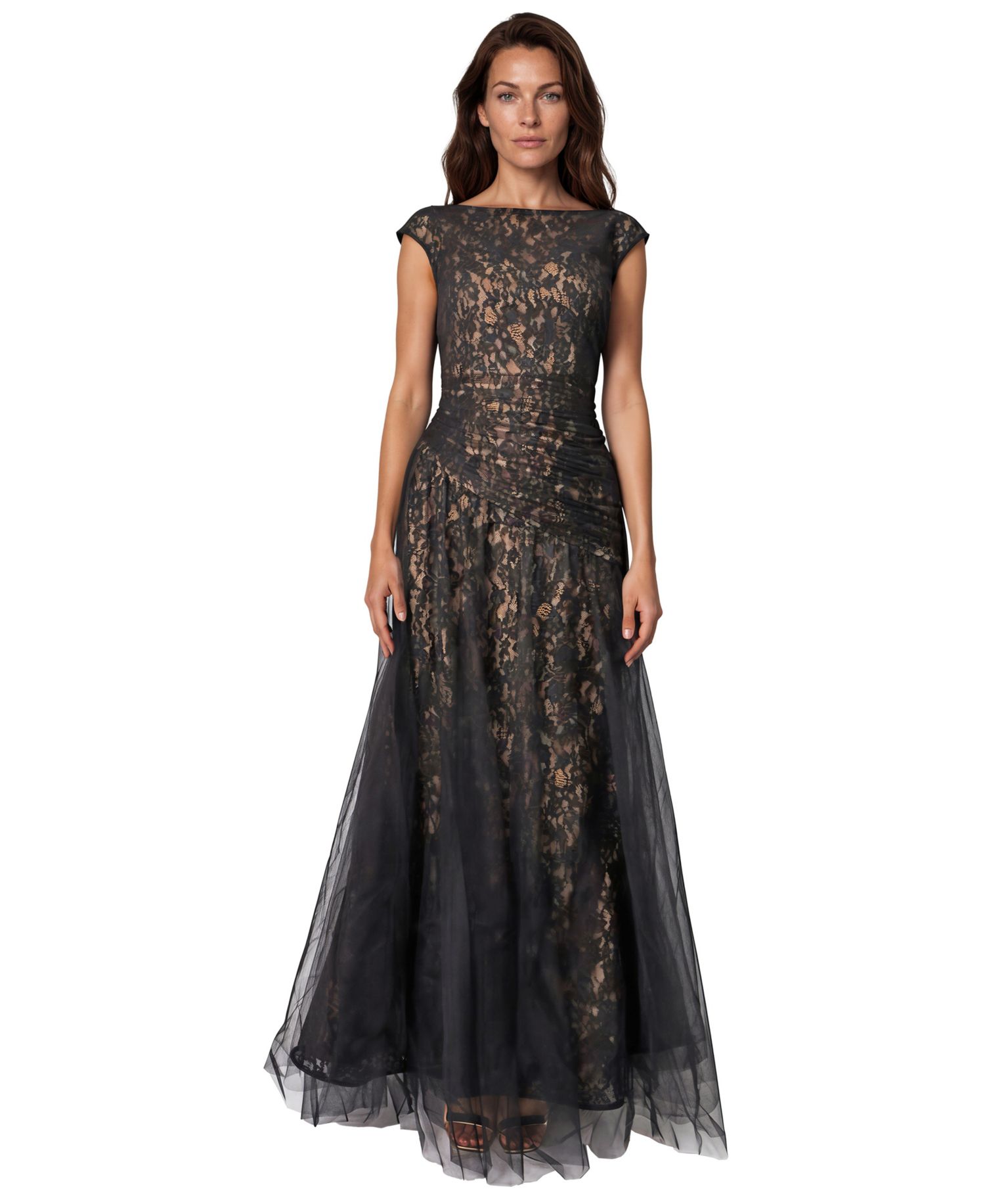 Women's Lace A-Line Bateau-Neck Gown