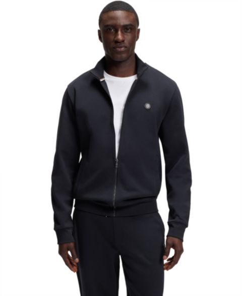 Мужская толстовка Hugo Boss Cotton-Blend Monogram Badge, цвет: Тёмный синий