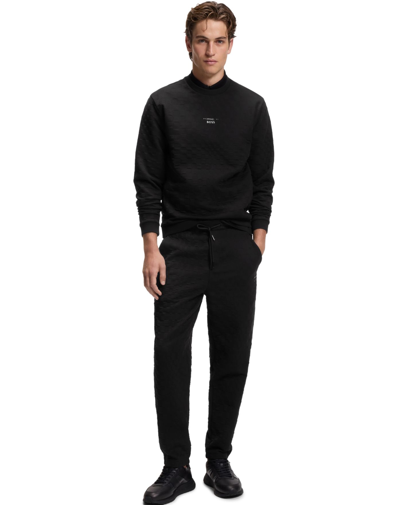 Мужские толстовки Hugo Boss X Porsche BOSS Pasha Check Jacquard, цвет: Чёрный — фото 4