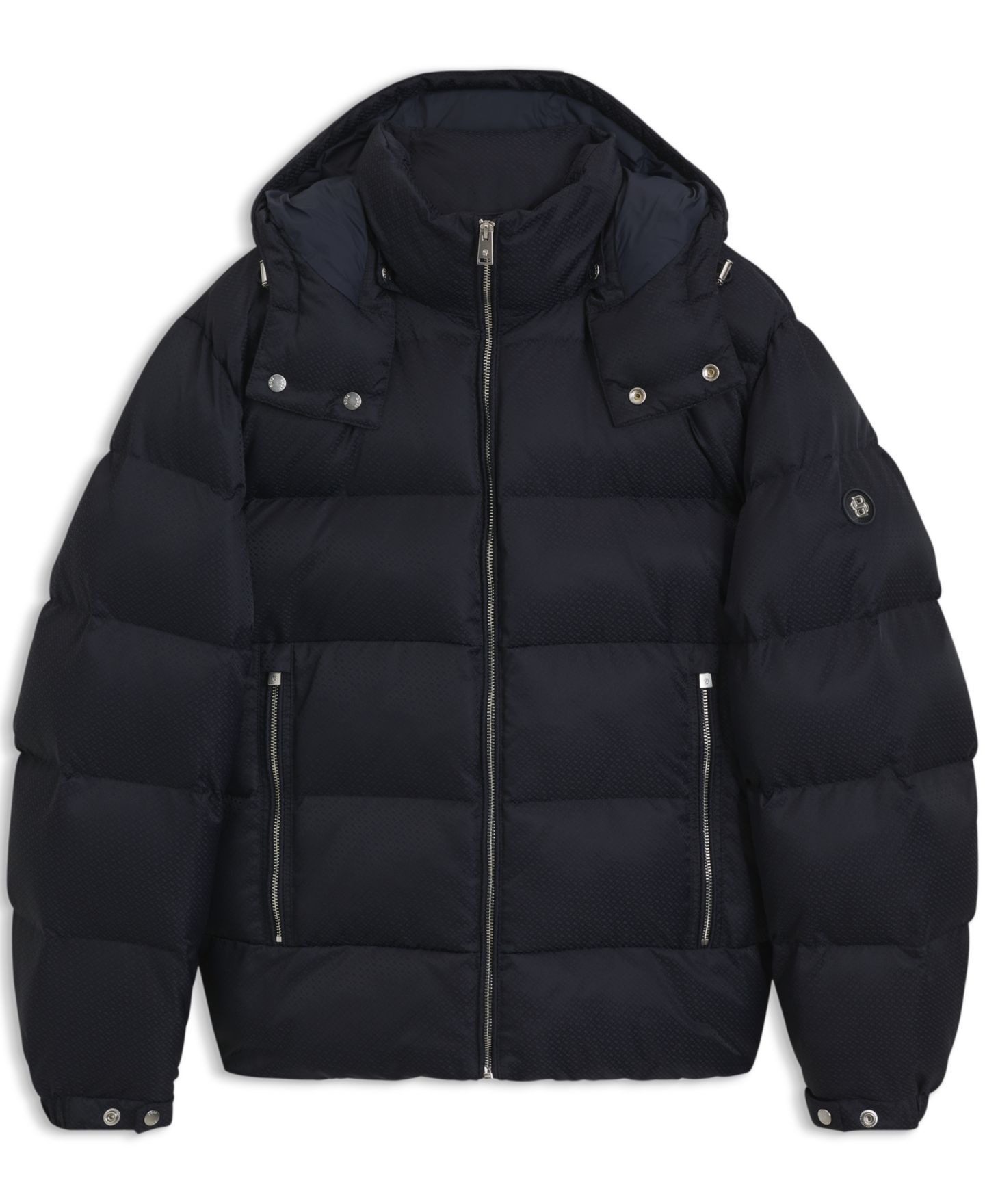 Мужская куртка Hugo Boss Water-Repellent Padded Jacquard, цвет: Тёмный синий — фото 2