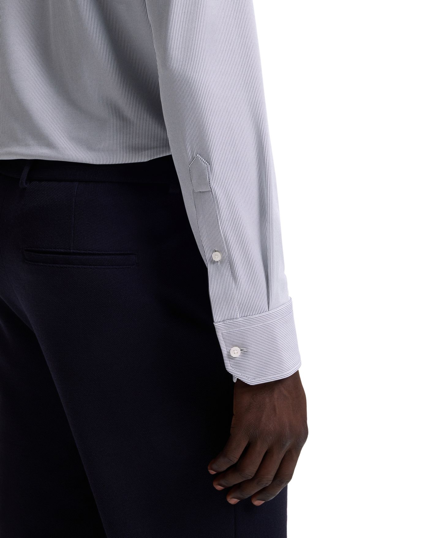 Мужская рубашка Hugo Boss BOSS by Stretch Jersey Regular-Fit Dress Shirt, цвет: Тёмный синий — фото 6