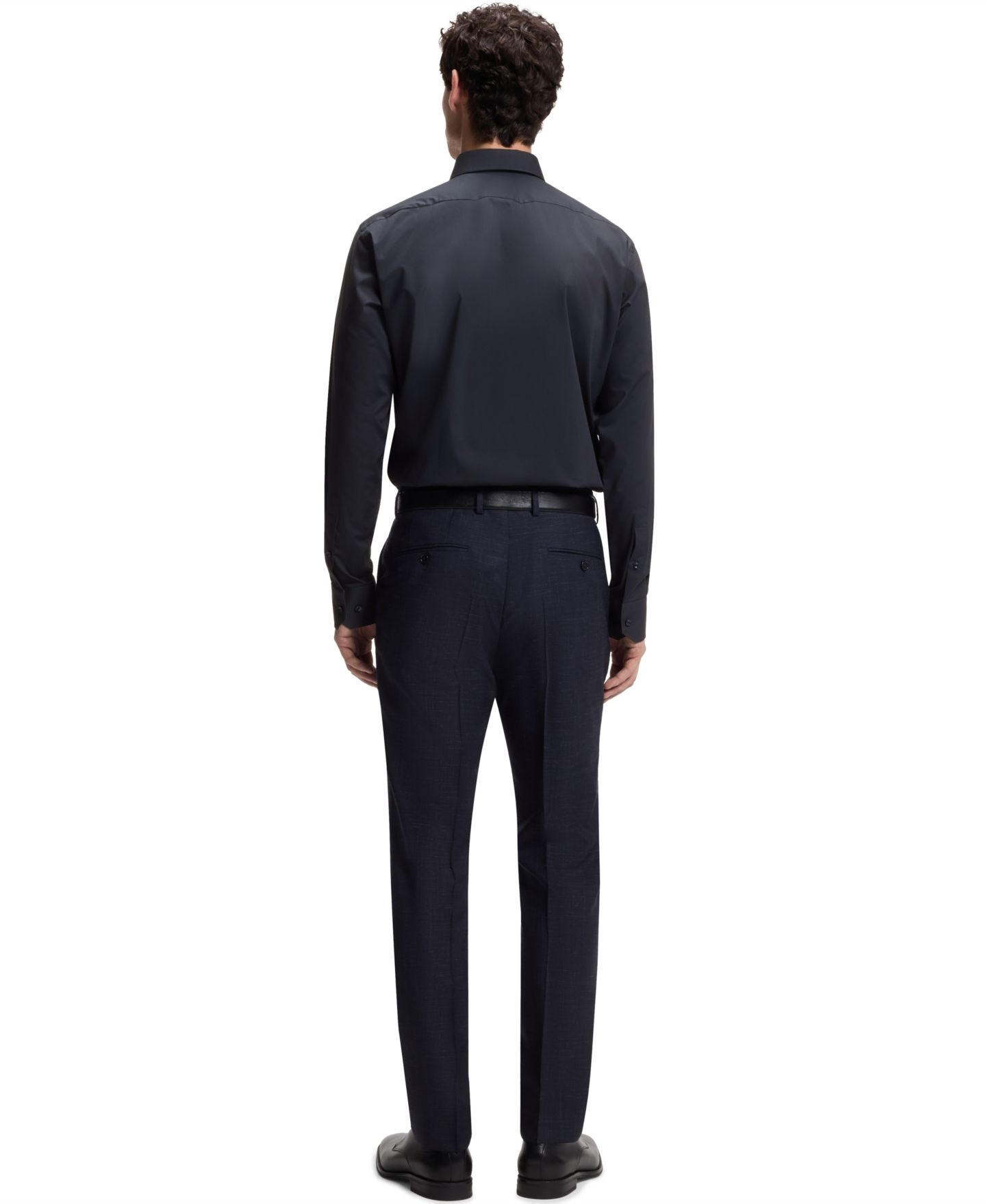 Мужская рубашка Hugo Boss Stretch Cotton Regular-Fit Dress Shirt, цвет: Тёмный синий — фото 2