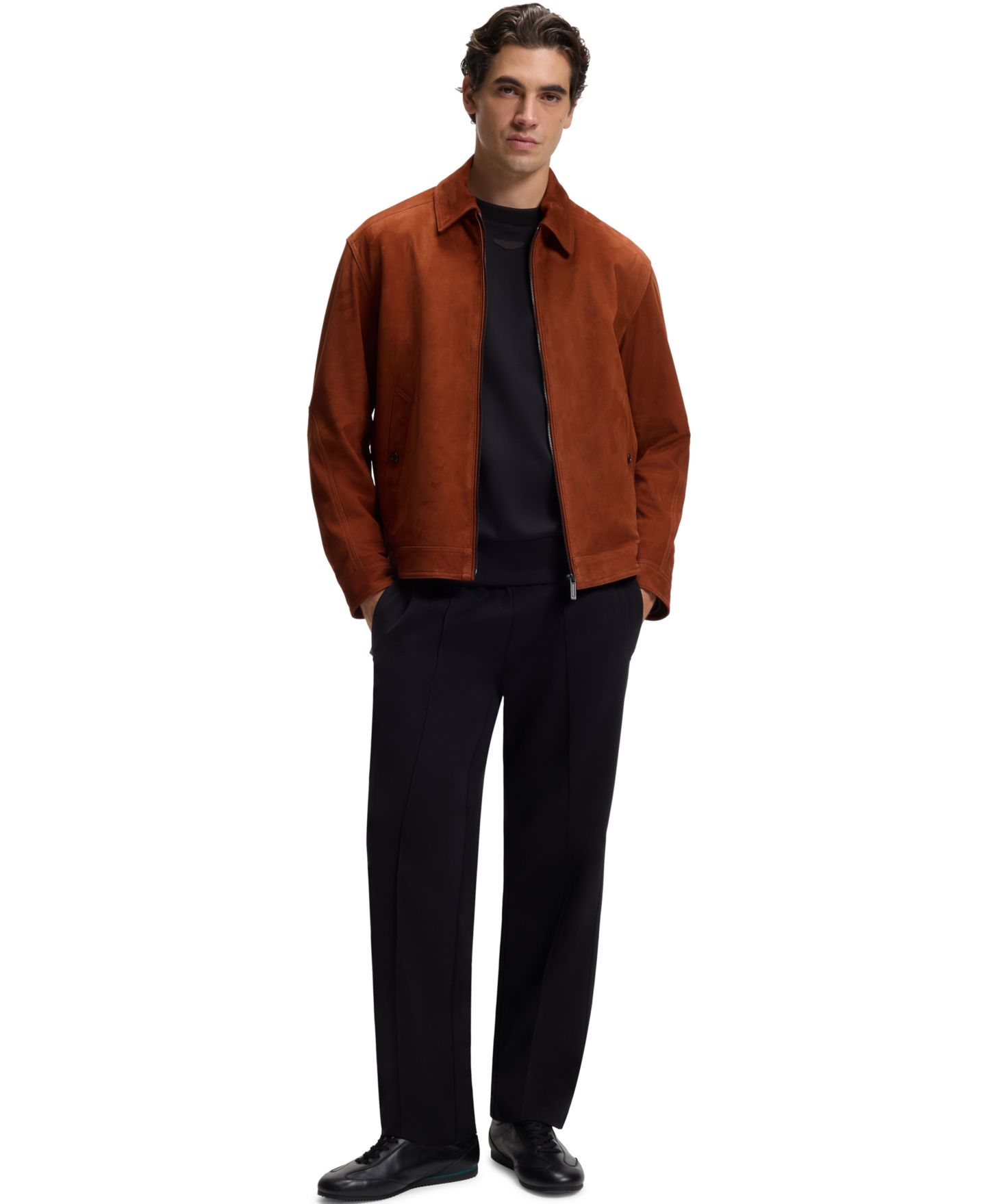 Мужская куртка Hugo Boss x Aston Martin Suede Regular-Fit, цвет: Коричневый — фото 4