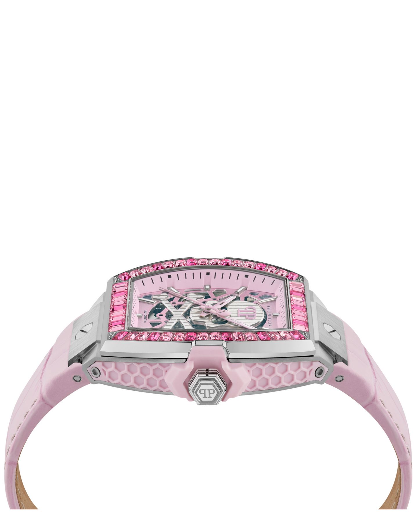 Мужские часы Philipp Plein Skeleton 2.0 Pink Calf Leather Strap Watch 44mm — фото 2