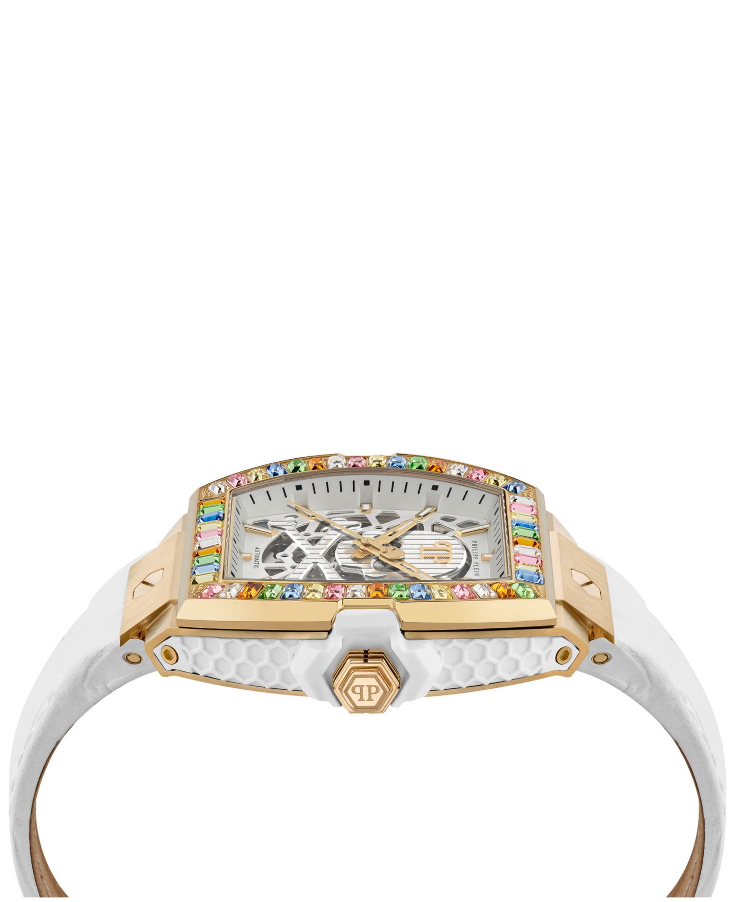 Мужские часы Philipp Plein Skeleton 2.0 White Calf Leather Strap Watch 44mm — фото 2