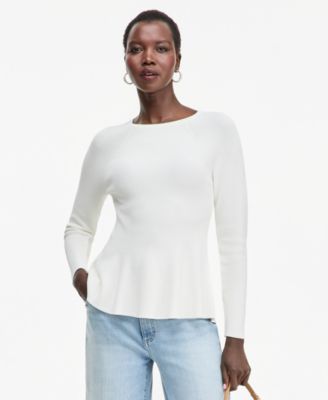 Women's Peplum Crewneck Long-Sleeve Sweater