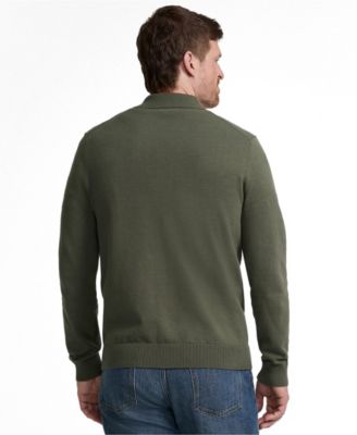 Men's Long Sleeve Fine Gauge Cotton Pointelle Argyle Cardigan