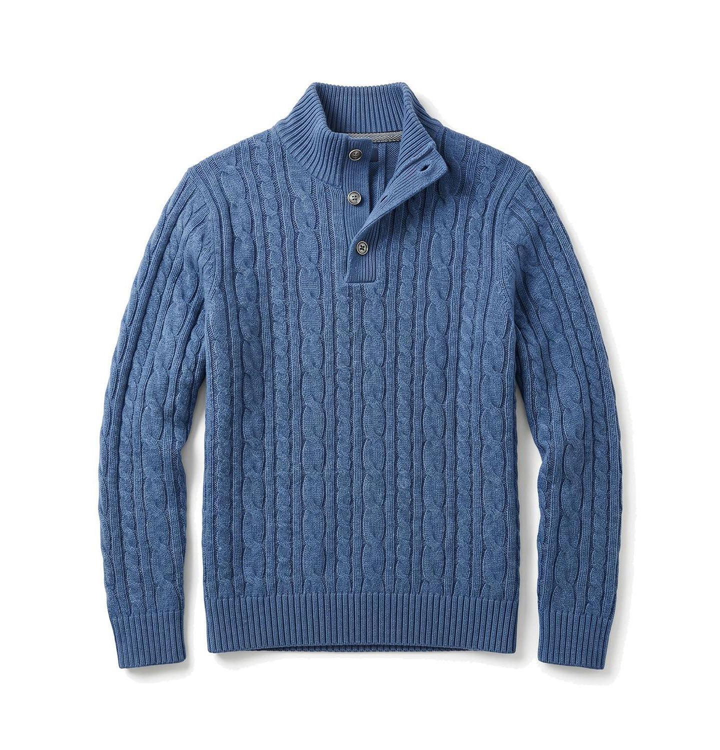 Свитер Hope & Henry Organic Mock Neck Cable для мальчиков-малышей, цвет: Средний синий меланжевый — фото 1