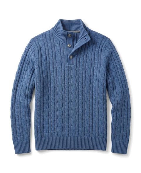 Свитер Hope & Henry Organic Mock Neck Cable для мальчиков-малышей, цвет: Средний синий меланжевый
