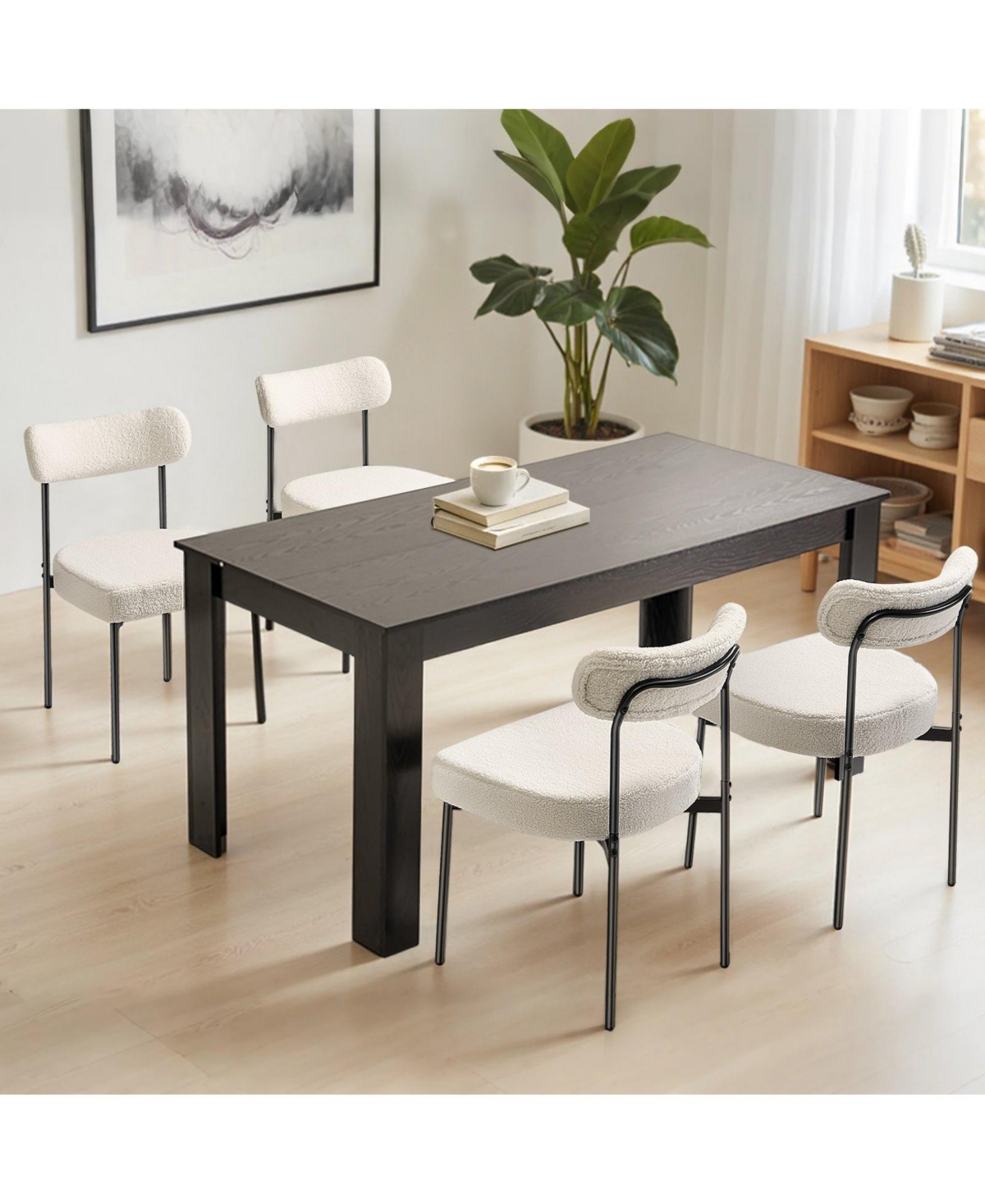 Slickblue Modern Upholstered Dining Chairs Set of 4 with Metal Legs