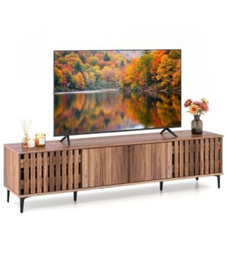 4-Door TV Stand for 80 Inches TVs, Mid Century Modern Entertainment Center