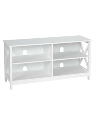 47 Inch TV Stand for 55 Inch Screens 4-Shelf X-Frame with Anti-Tip Strap