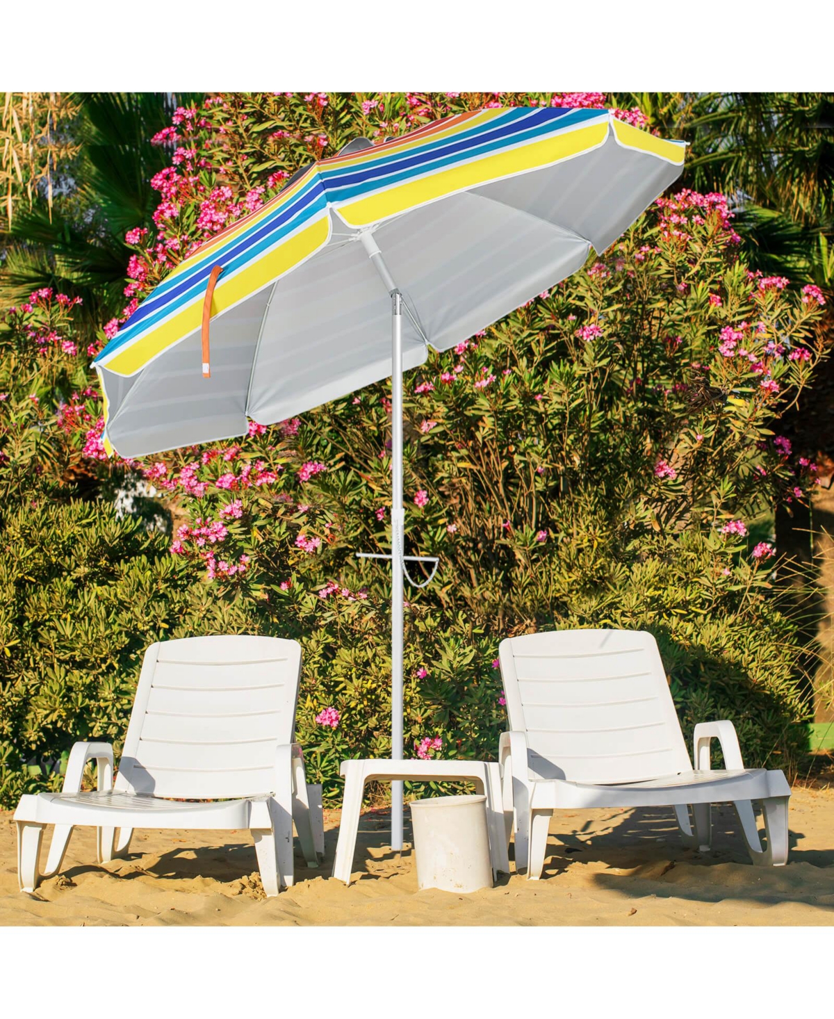 Costway 6.5 Ft Patio Beach Umbrella Sun Shade Tilt Aluminum Sports Portable Carry Bag