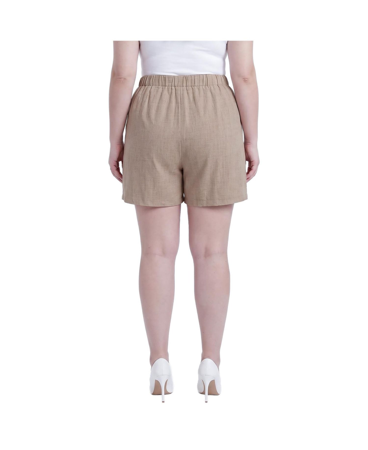 Plus Size Khaki Shorts with Pockets