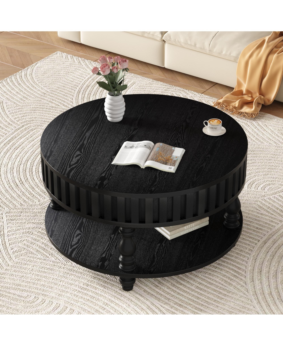 Flynama 31.5" Flip-Top Fluted Coffee Table