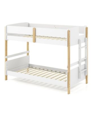 Twin Over Twin Wood Bunk Bed with Ladder Convertible to 2 Twin Beds for Toddlers