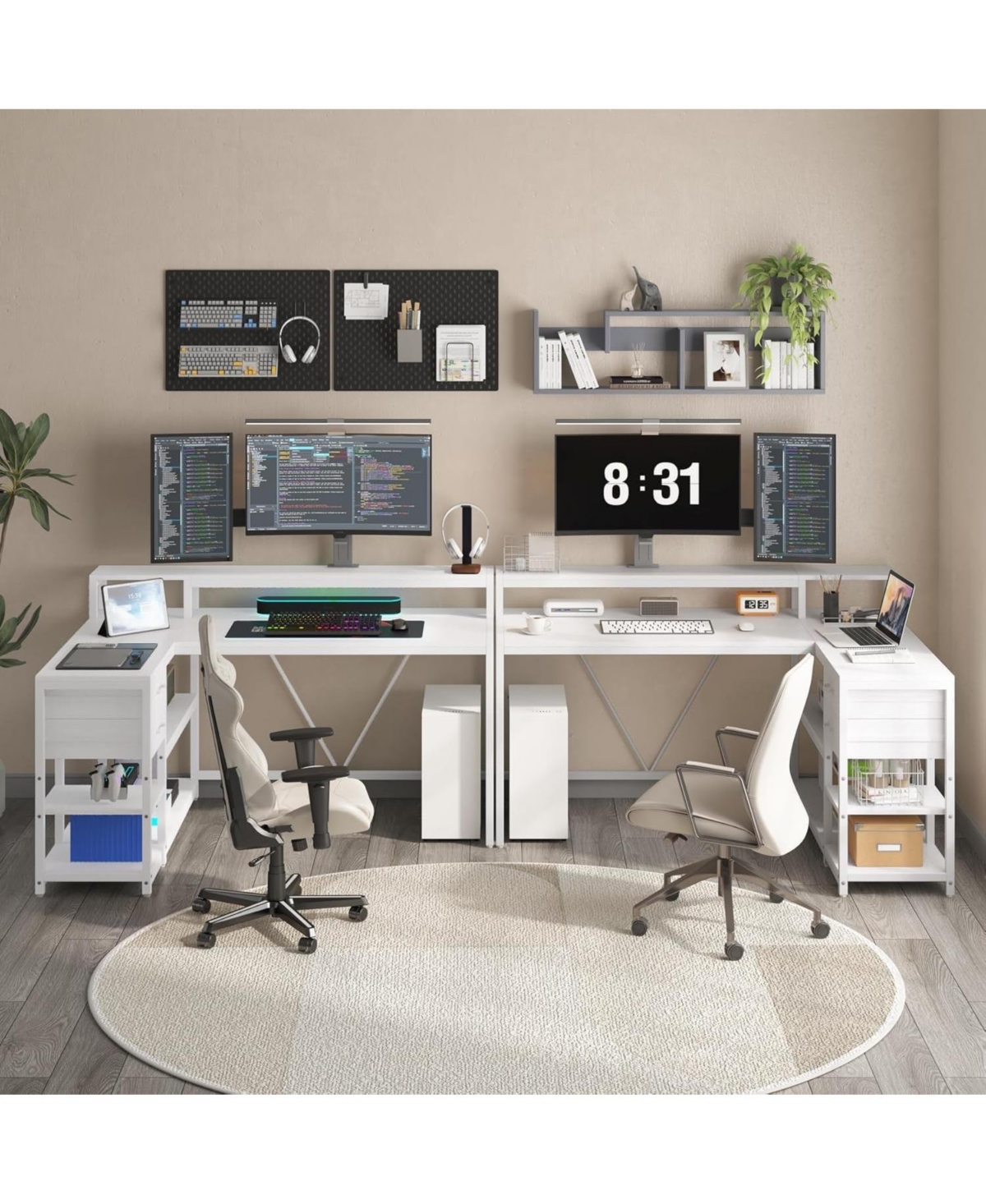 Tribesigns 55" L-Shaped Desk with Drawers and Shelves