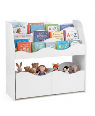 Kids 3-Tier Bookshelf and Toy Organizer with 2 Rolling Drawers