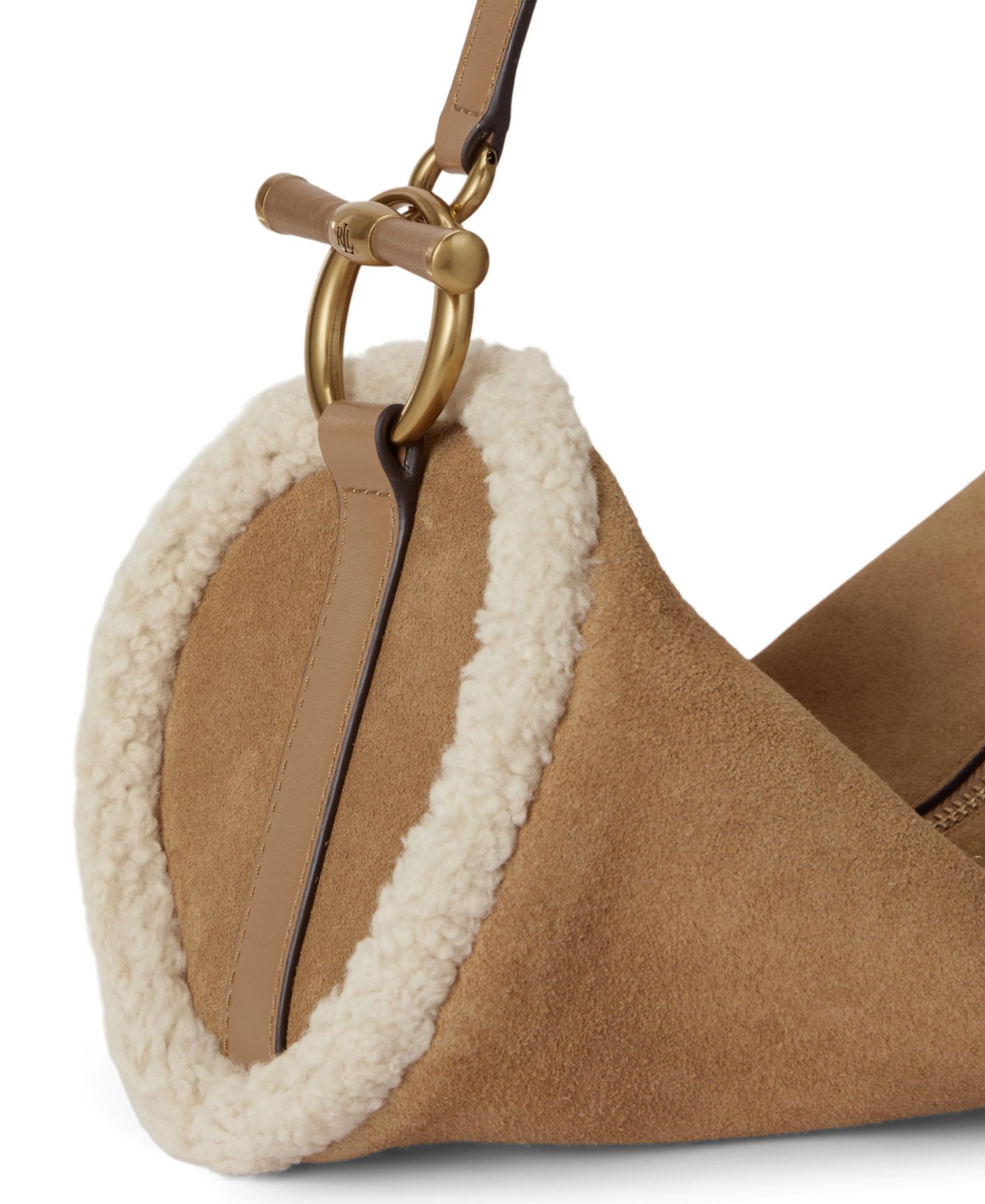 Blaike Suede Shearling Trim Small Barrel Bag