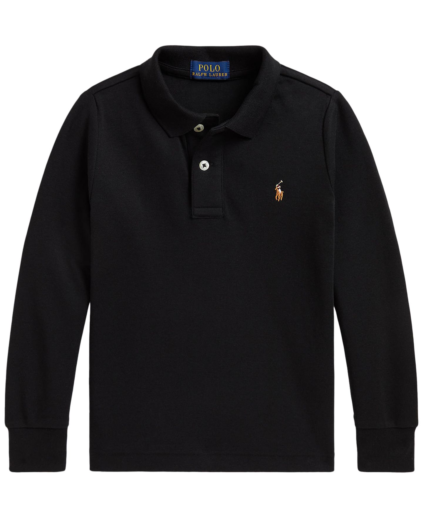 Поло Polo Ralph Lauren Soft Cotton Long-Sleeve Polo Shirt для мальчиков, цвет: Чёрный — фото 1