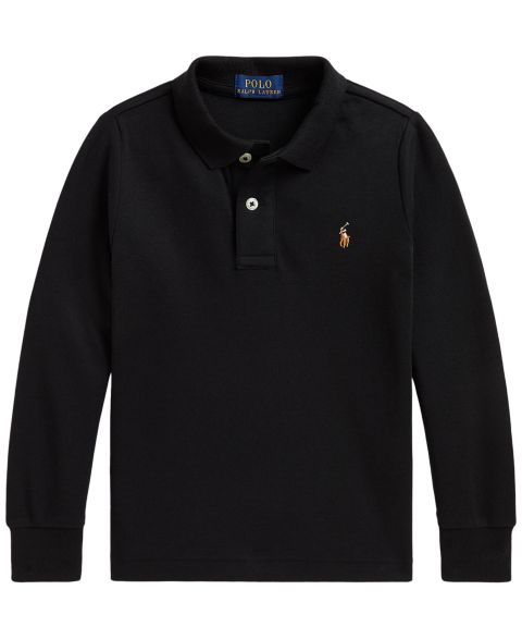 Поло Polo Ralph Lauren Soft Cotton Long-Sleeve Polo Shirt для мальчиков, цвет: Чёрный