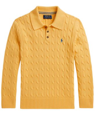 Boys' 8-20 Cable-Knit Cotton Polo Sweater