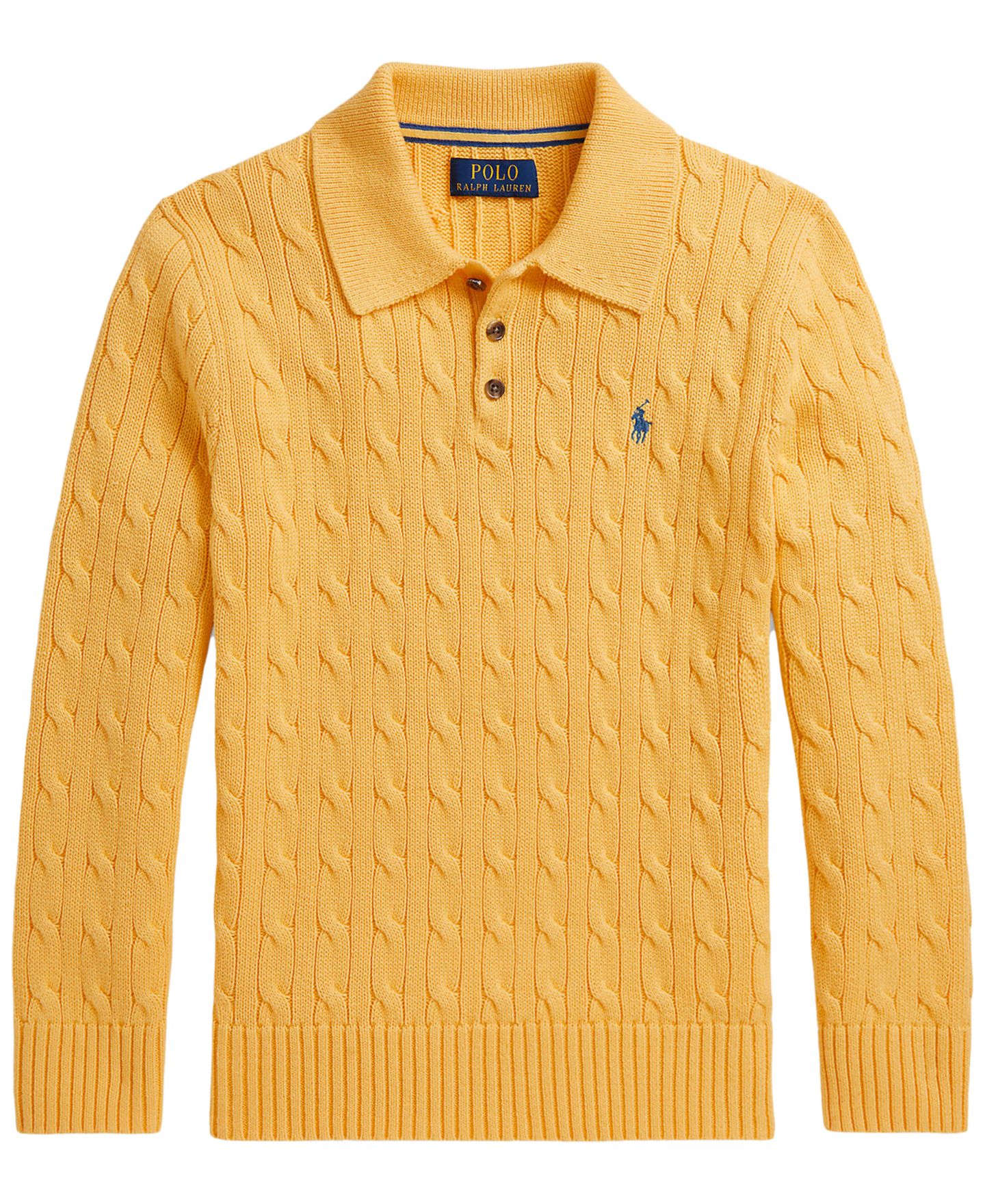 Свитер Polo Ralph Lauren Cable-Knit Cotton Polo для мальчиков, цвет: Пляжный жёлтый — фото 1