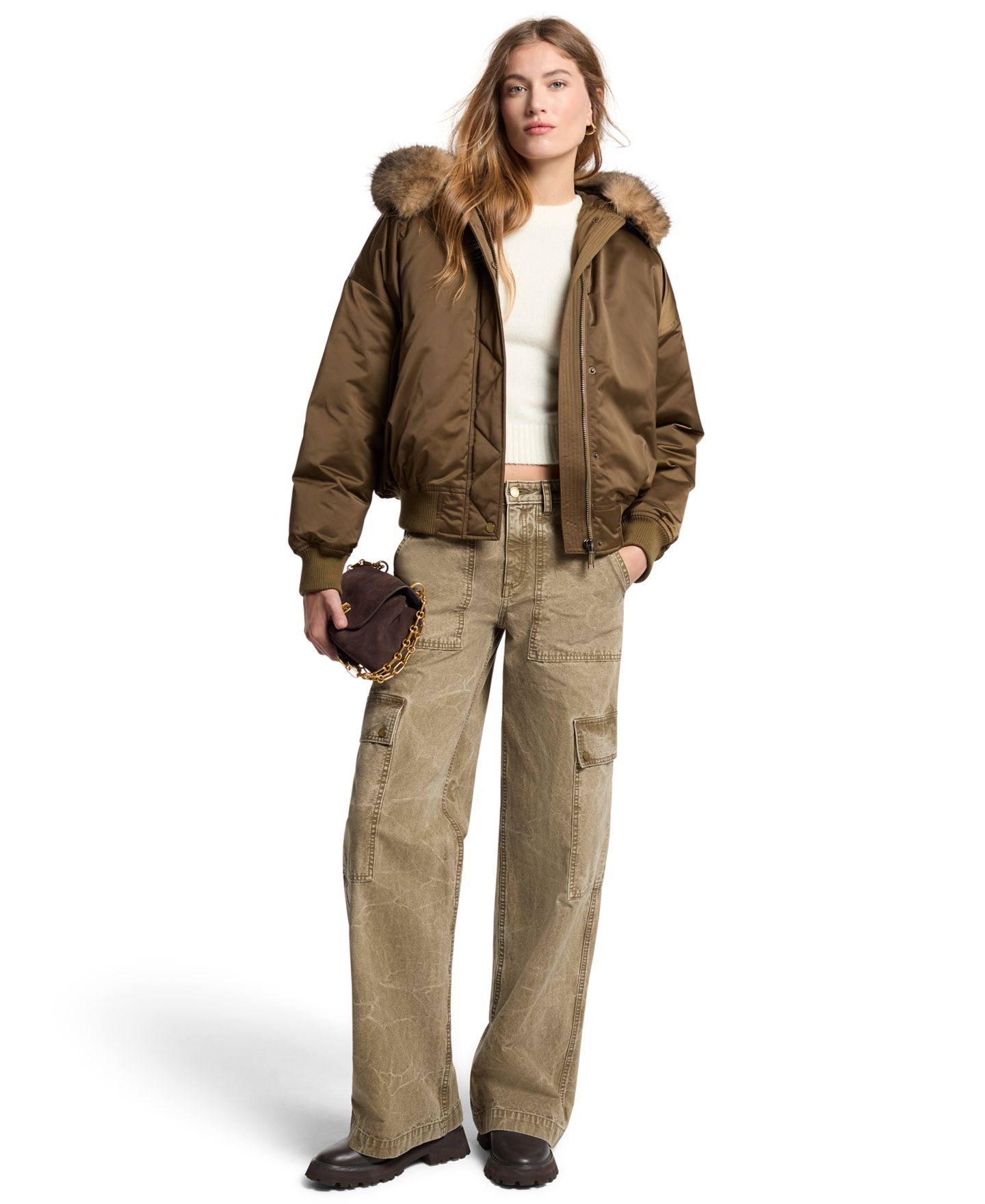 Женская куртка Michael Kors Hooded Down Insulated Bomber, цвет: Duffle — фото 2