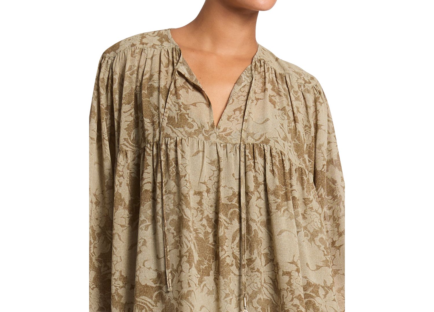 Women's Long-Sleeve Tiered Floral Mini Dress