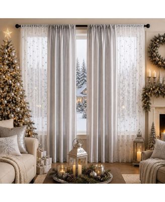 Gloria Embroidered 6 Piece Rod Pocket Coordinating Sheer Window Curtain Panels