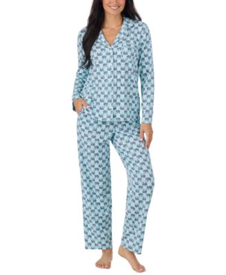 Women's Long-Sleeve Button-Front Cotton-Blend Pajama Set