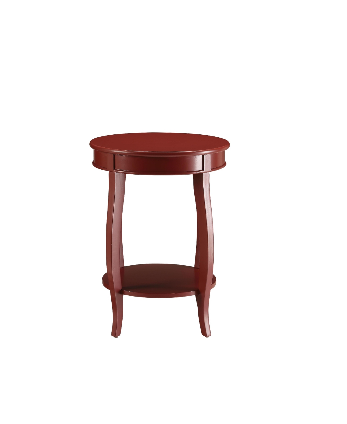 Flynama Aberta Finish Round Accent Table with Bottom Open Storage Shelf, Wooden Cabriole Legs