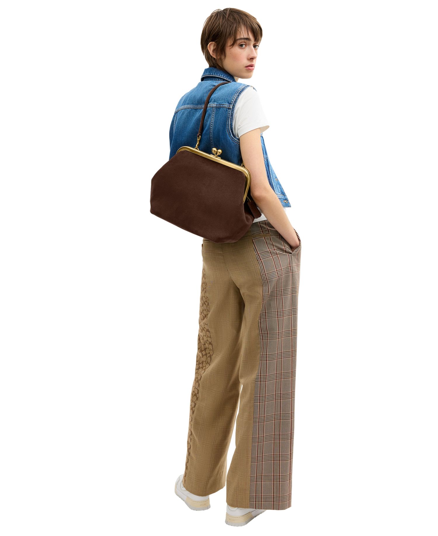 Kisslock Medium Suede Frame Bag 27