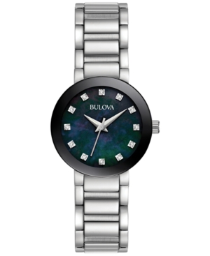 image of Bulova Women-s Futuro Diamond Accent Stainless Steel Bracelet Watch 26mm 96P172