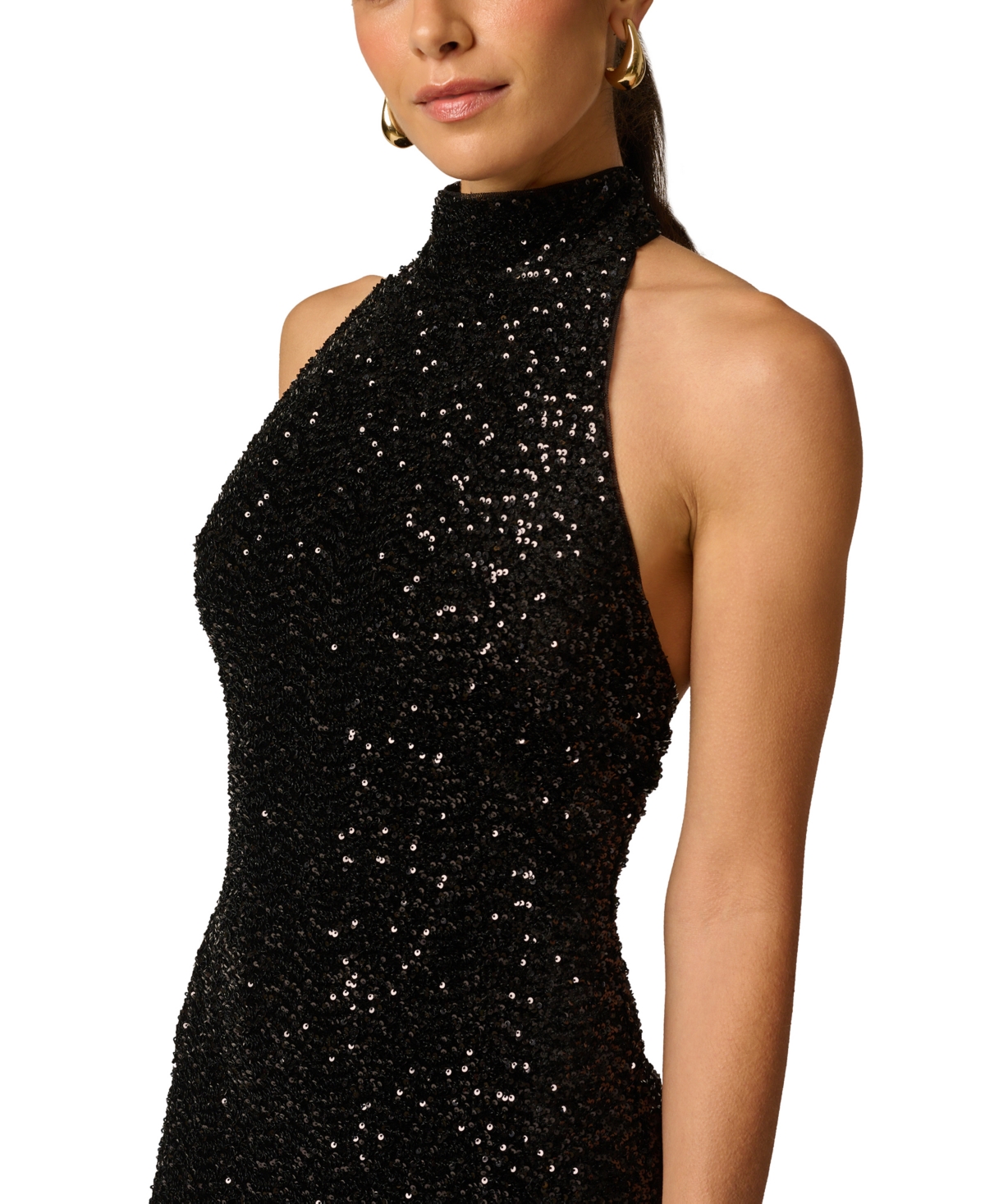 Adrianna Women's Halter Sequin Open-Back Long Dress