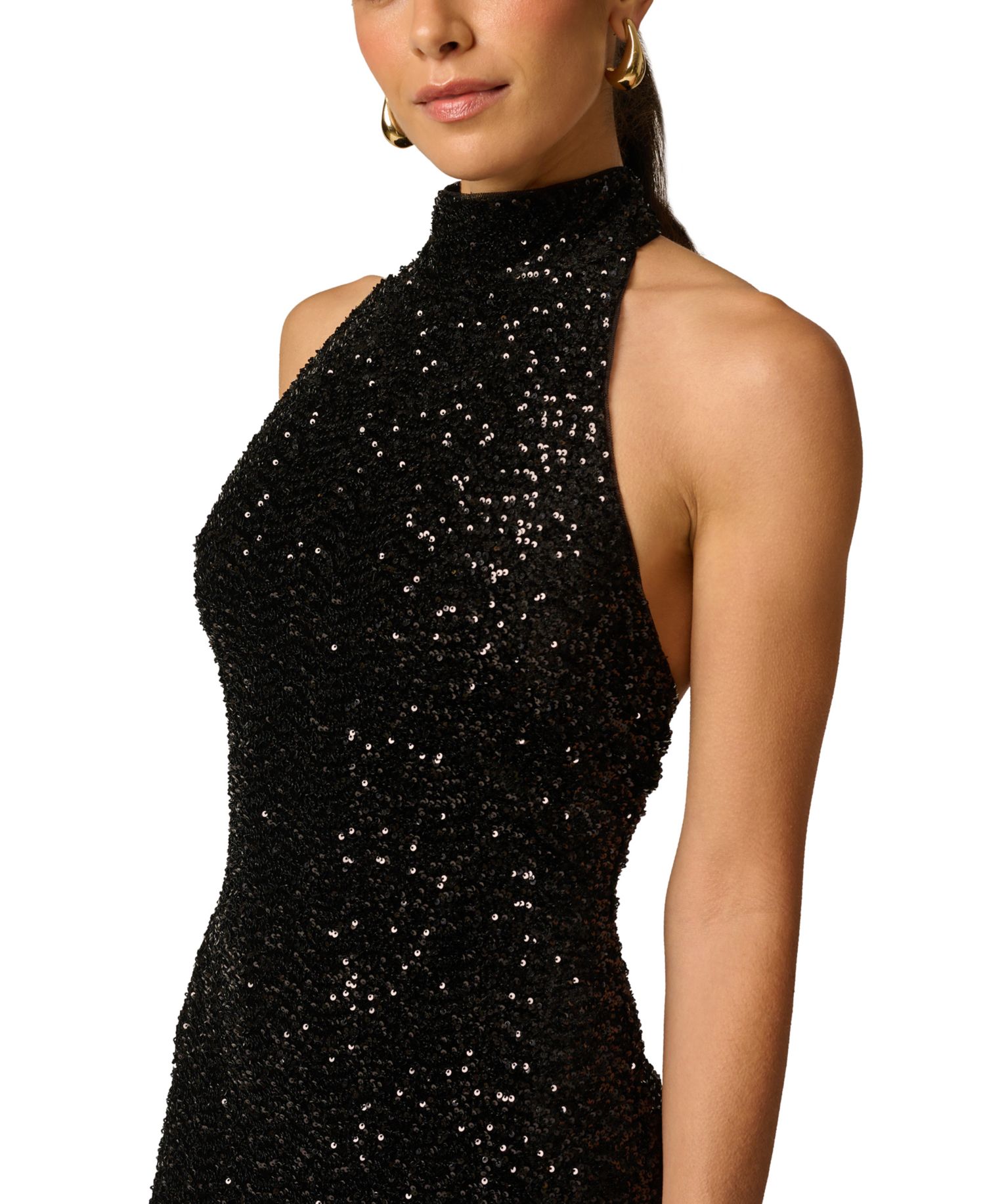 Women's Halter Sequin Open-Back Long Dress