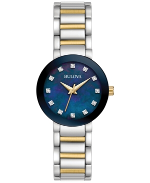image of Bulova Women-s Futuro Diamond Accent Two-Tone Stainless Steel Bracelet Watch 26mm 98P157