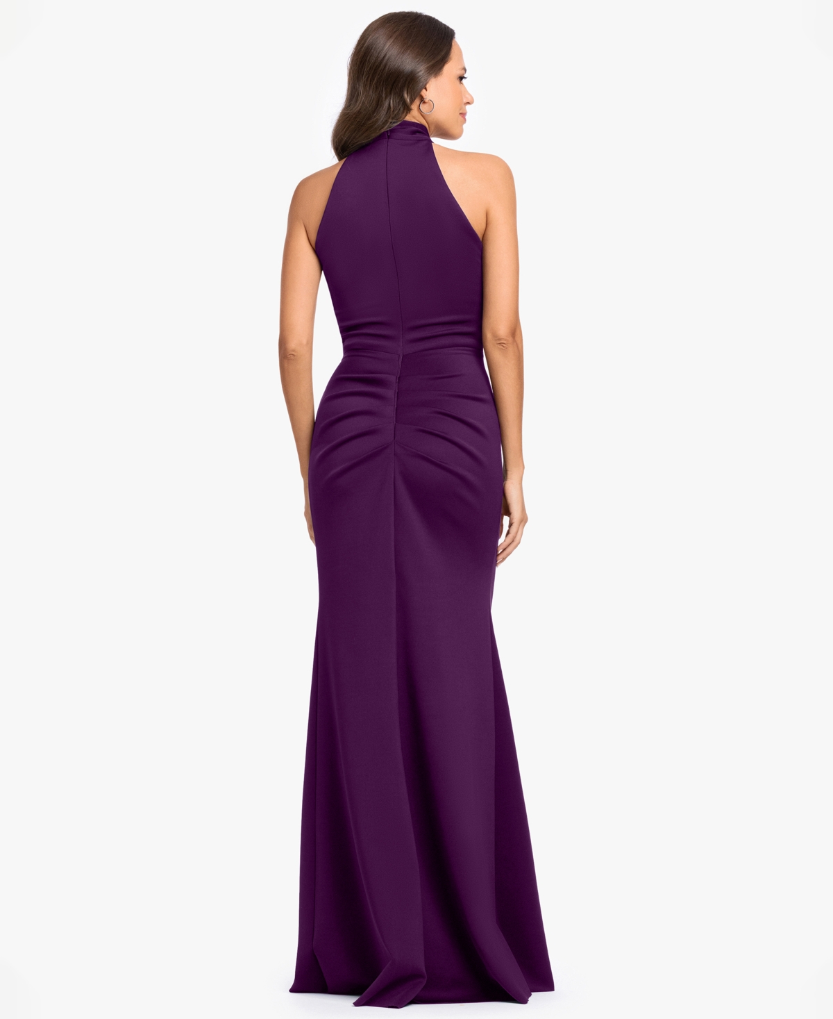 Betsy & Adam Women's Halter Ruched Gown