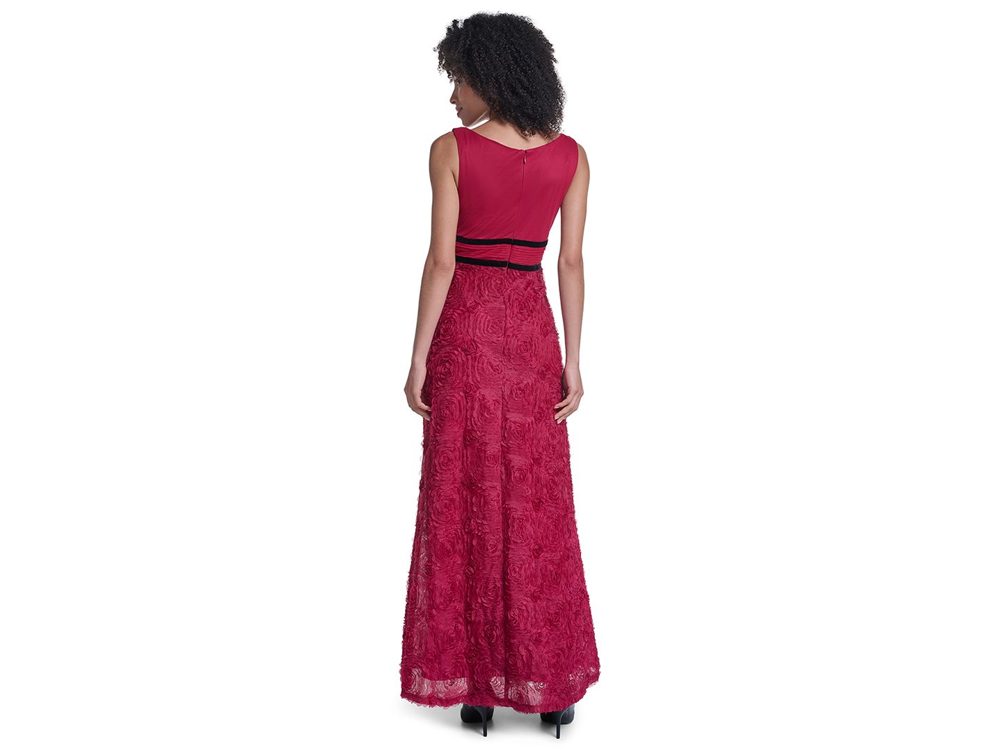 Женские платья KARL LAGERFELD PARIS LD6B0013 Floral V-Neck Sleeveless Long Gown, цвет: Вишнёвый — фото 5