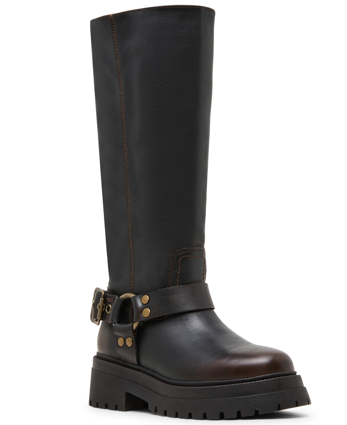 Steve Madden Women's Everest Platform Lug-sole Engineer Tall Boots In Brown